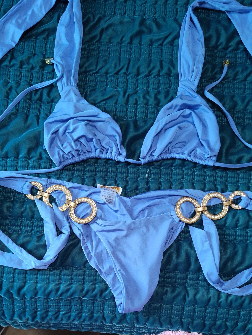 Blue Rhinestone-Accent Two-Piece Bikini